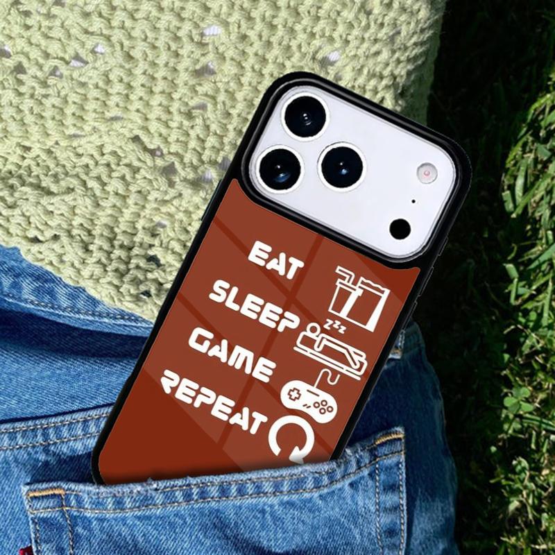 Eat Sleep Game Repeat Gamer Phone Case Cover Compatible with for IPhone 17air 16e 15 14 13 12 11Pro Max 17 Air