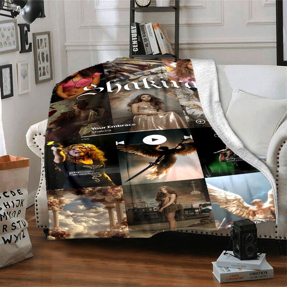 Shakira Poster Print Flannel Blanket High Quality Warm Comfortable Cover for All Seasons Perfect for Gifts Home Decor