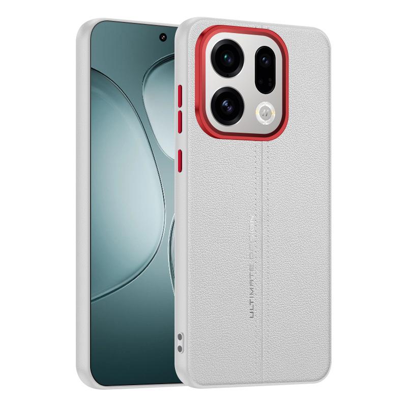For Oppo Find X9 and Find X9 Pro Case PU Leather Skin Friendly Contrast Color Keys Lens Frame Anti-Fingerprint Soft Cover
