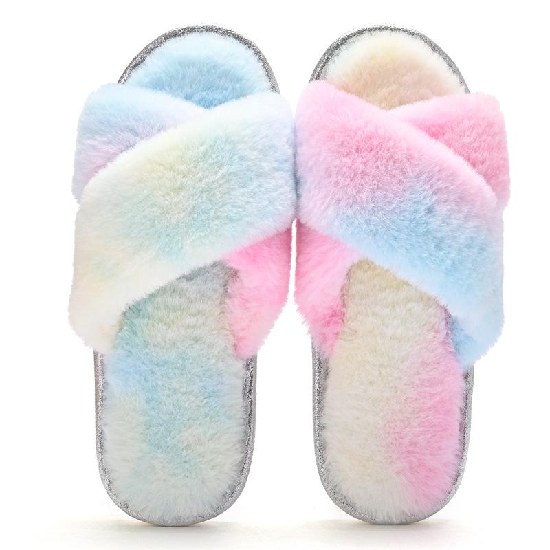New Indoor Cotton Slippers Cross Wool Slippers PVC Fashion Ins Home Plush Slippers