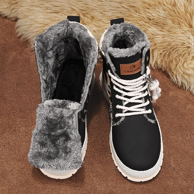 Leather Martin Boots Men's Autumn High-top Men's Boots Autumn and Winter Velvet Tooling Trendy Boots Men's Straw Bottom