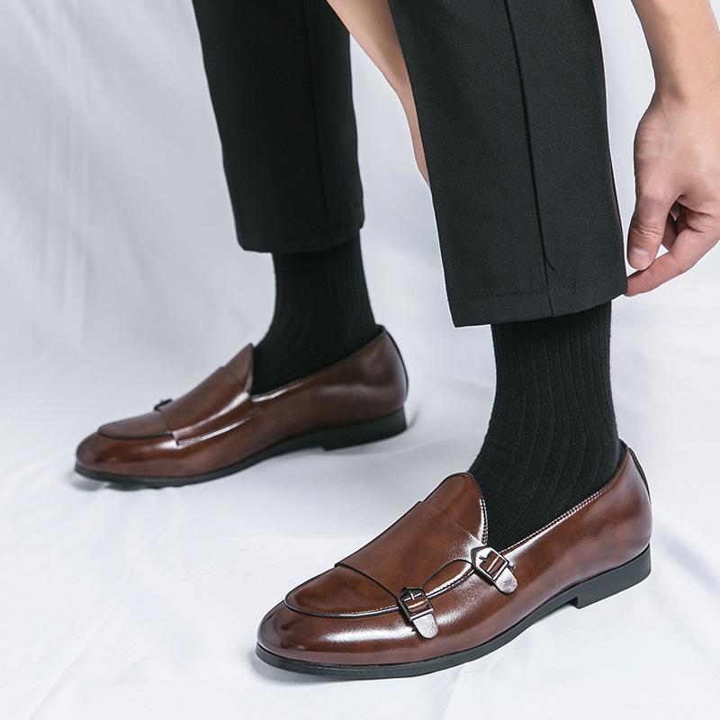 Large Size Monk Shoes Autumn Men Being Leather Shoes Double Buckle Groom Wedding Wedding Shoes