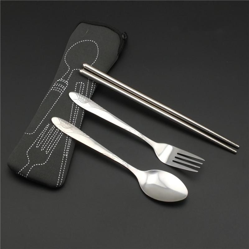 Přenosná nerezová příborová sada - Ideální na cestování a jako dárek