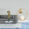 Nordic Resin Knight Abstract Figurine Sculpture with Crystal Ball Metal Stand Artistic Ornament for