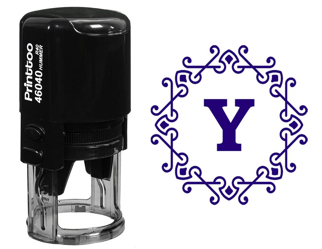 Printtoo Y Alphabet Monogram Initial Octagon Celtic Swirl Frame R-40 Self Inking Rubber Stamp Office