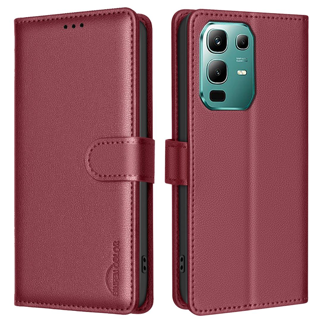 

BINFEN COLOR BF32 For Infinix Note 50x 5G Leather Case Wallet RFID Blocking Phone Cover Red