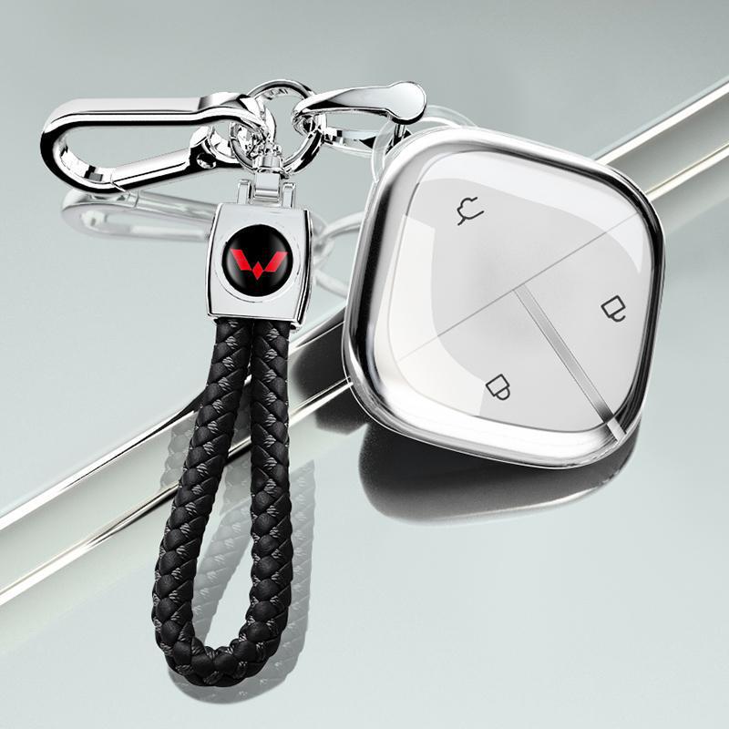 Wuling Bingo Airev Transparent Car Key Cover - Full Protective Case with Buckle, Clear Sky New Model
