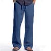 Fashion Men's Straight Leg Cotton Linen Loose Casual Pants Drawstring Breathable Daily Trousers