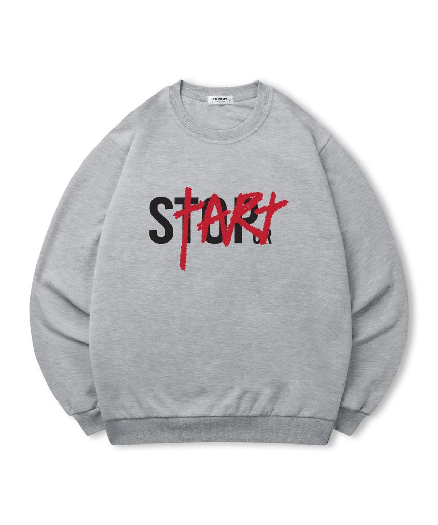 TOPBOY [Non-Fleece Or Fleece-Lined] Start Printed Sweatshirt (Type A)