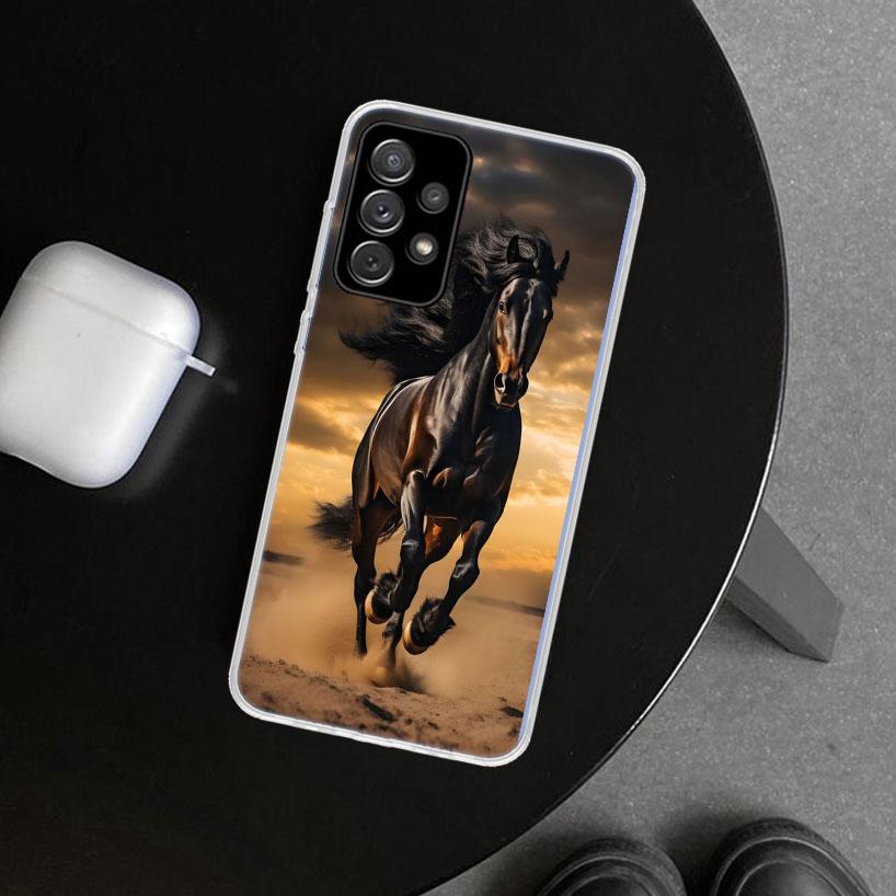 Animal Black Horse Phone Case for Samsung Galaxy A17 A16 A26 A36 A56 A57 A37 A15 A25 A35 A55 A14 A24 A34 A54 A13 A23 A33 A53 Gal