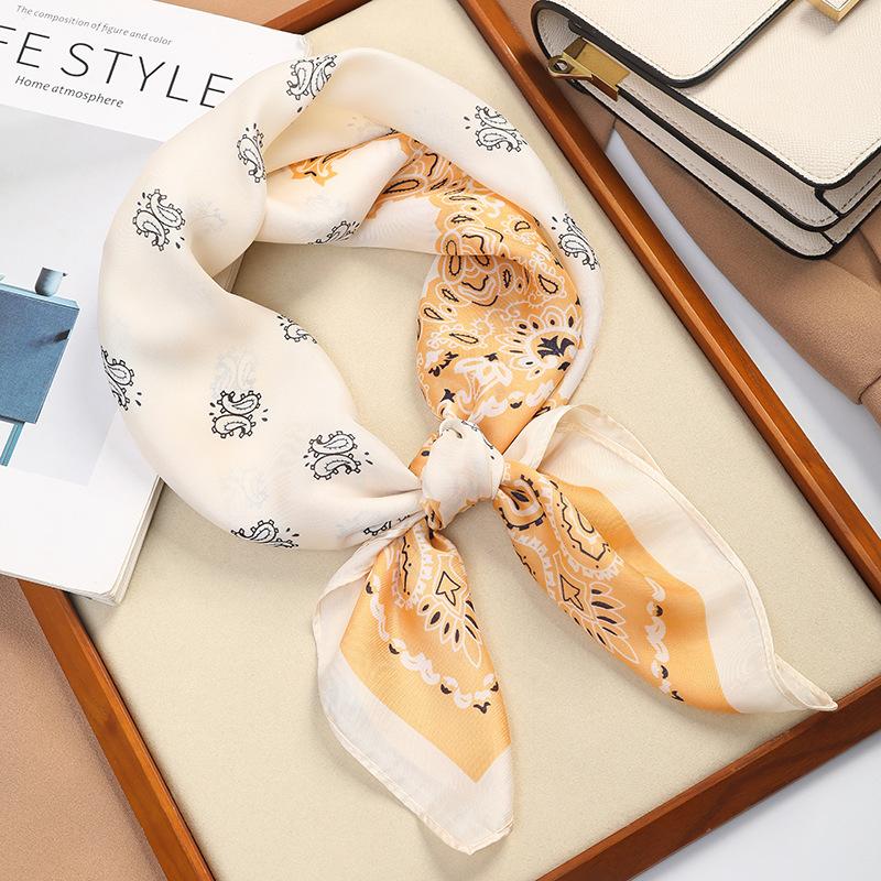 Luxury Versatile Houndstooth Printed Square Scarf Satin Sun Protection Lightweight 70 Ladies Headscarf