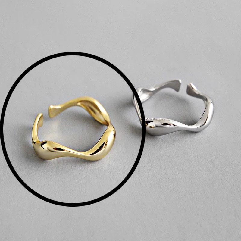 Кольца из стерлингового серебра 925 пробы для женщин, полые, золотого цвета, темпераментные, индивидуальные, модные, женские, трендовые, регулируемые, с открытым краем