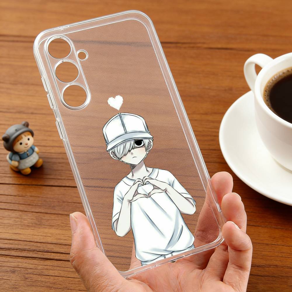 Manga C-Cells at Work phone Case For Samsung S30,23,21,22,20, FE lite,S10,9,8,7 PIus Note20ultra Soft Transparent