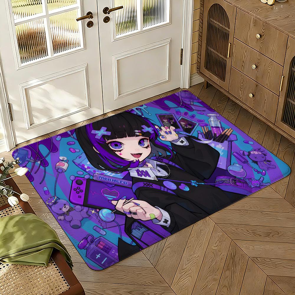 Cute Jirai Kei Floor Mat Soft Thickened Absorbent Non-Slip Bedroom Living Room Door Mat Home Decor Flannel Rugs