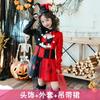 Halloween Kids Costume Girls Circus Clown Harley Quinn Dress Set With Headband Jacket Skirt