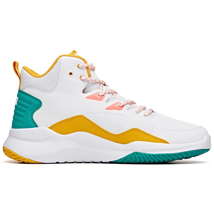 Anta Basketball Collection Cushioning Slip Resistant Mid top Vintage Basketball Shoes Men's White Yellow Green 91731132-11