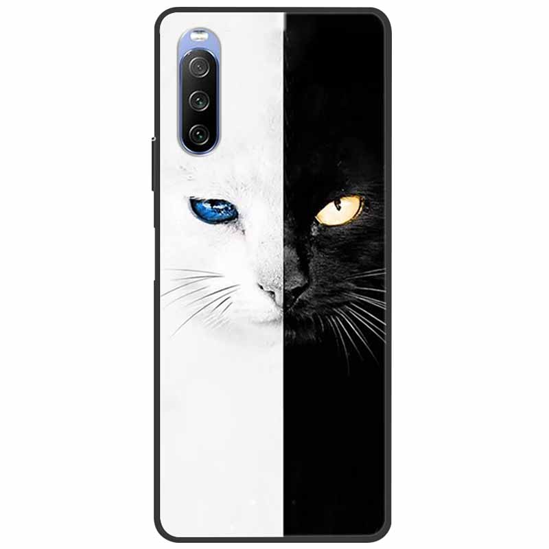 Soft Cover For Sony Xperia 10 III /5 III /1III Case Silicone Painted Marble Cat Funda Cover for Sony Xperia 1 II /10 II /5 Coque
