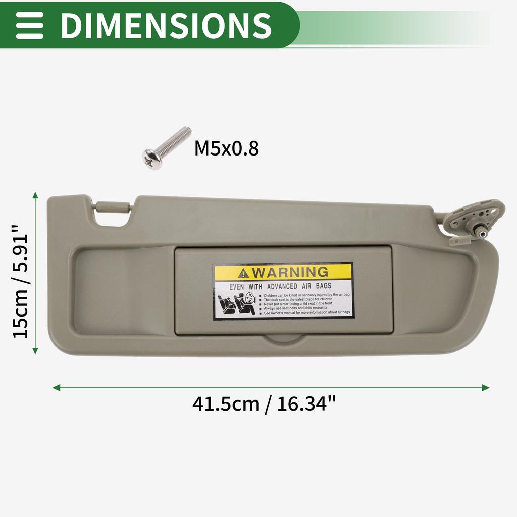 Motoforti Right Passenger Sun Visor Assembly with Mirror, Plastic, for Honda Civic 2009-2011, Beige, Part Number 83230-SNA-A01ZE