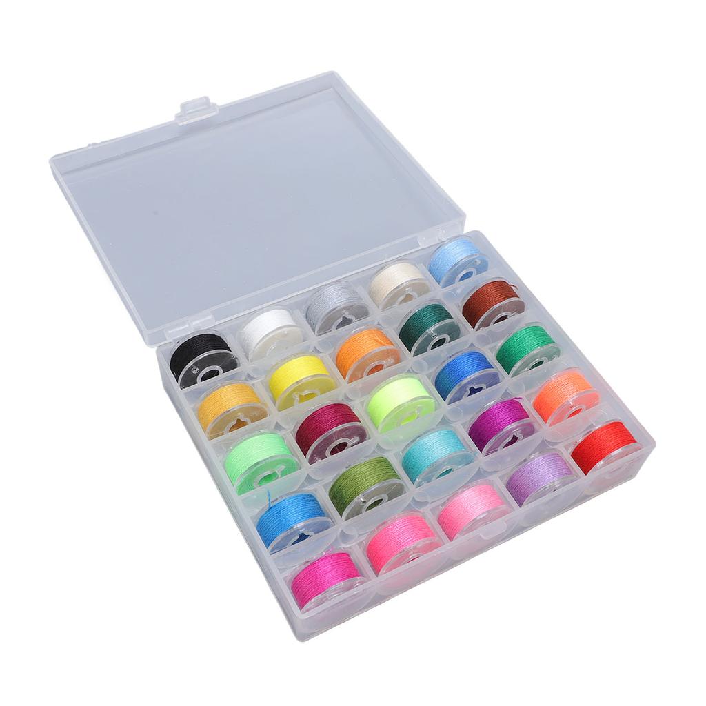 25Pcs Prewound Bobbin Thread Assorted Colors with Storage Case Sewing Machine Accessories