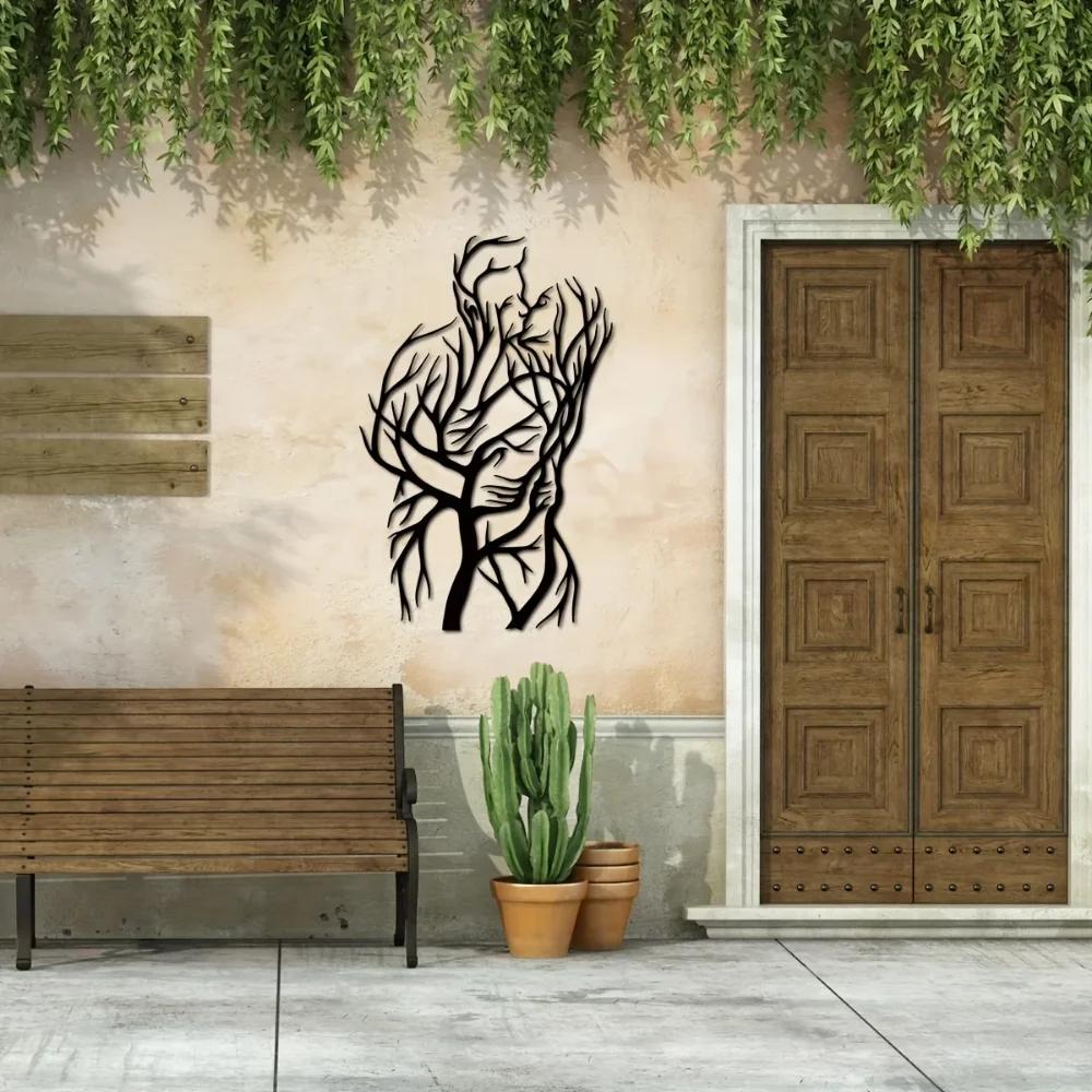 1 stk moderne abstrakt metalltre veggkunstskulptur - ideell for hjemmeinnredning, bryllupsgaver og hengende veggkunst