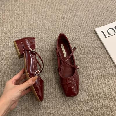 Fashion 2024 New Spring Belt Buckle Shoes for Women Chunky Heel Silver Mary Jane Pumps Square Toed Single Women's Shoes