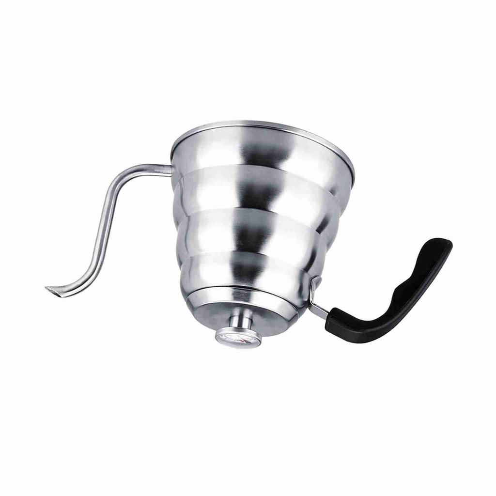 304 Stainless Steel Pour Over Coffee Gooseneck Kettle Teapot with Thermometer Home 1.2L