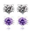 Sterling Silver Kitten Earrings Women'S Simple Earrings Design Style Temperament Small Earrings Zircon Earrings