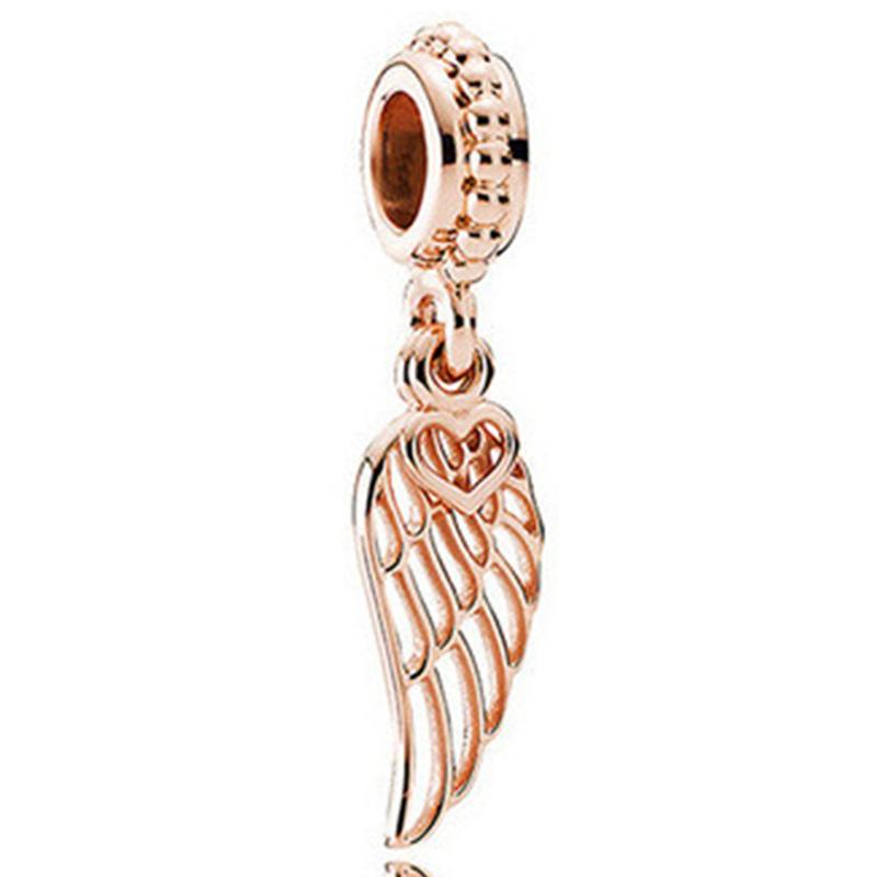 Rose Gold Large Hole Loose Beads Pendant For DIY Pulsera Necklace Accessories Women Fine Jewelry Gifts