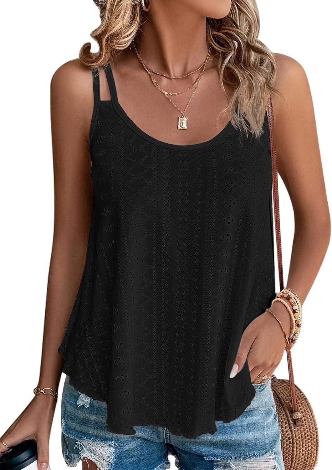 

Women s vest, sleeveless top, thin shoulder strap shirt, loose beach vacation, casual sexy babes style S чёрный