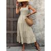 Dames U-hals Mouwloze Midi Jurk Losse Pasvorm Hoge Taille Elegante Gelaagde A-lijn Maxi Jurk
