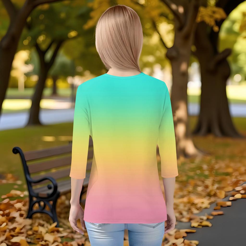 Children's 3/4 Sleeves Printed O-neck Top Everyday Casual T-shirt