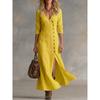 BITCED Fashion Spring Autumn Solid Color Print Long Sleeve V-Neck Casual Dresses