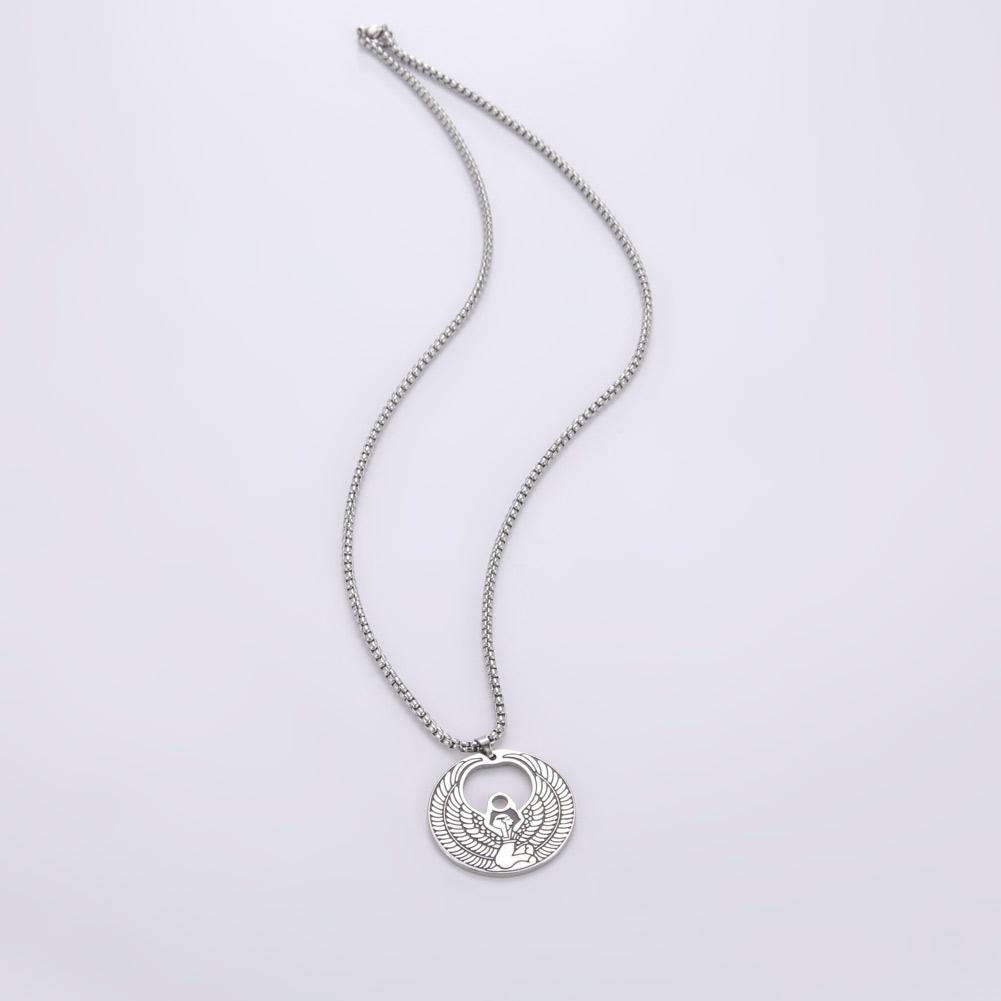 Dawapara Egyptian Mother Goddess Isis Amulet Pendants Hollow Vintage Talisman Necklace Stainless Steel Jewelry