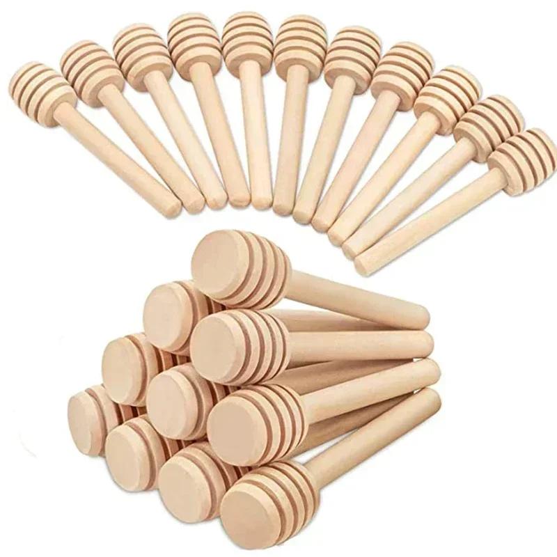 8.4cm/10cm/16cm 10PCS Honey Stir Bar Mixing Handle Jar Spoon PracticalWood Dipper Honey Long Stick Supplies Honey Kitchen Tools