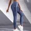 High Waist Yoga Pants For Women Hip Lifting Solid Color Tummy Control Pants With Pockets High Elasticity