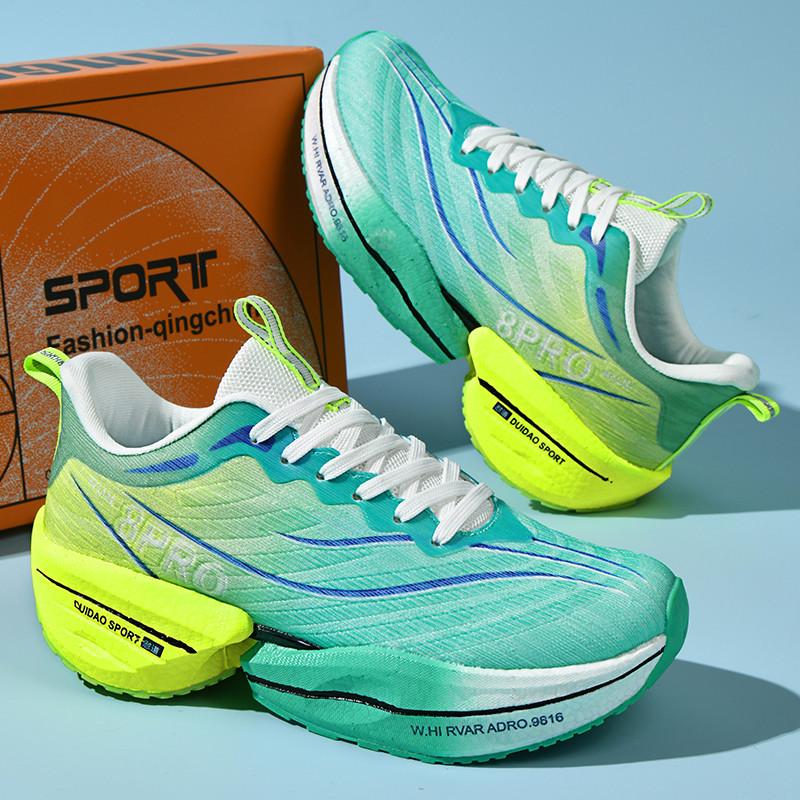 

2025 summer new men s shoes breathable and light sports shoes couple s personalized color matching shock-absorbing carbon board running shoes 45