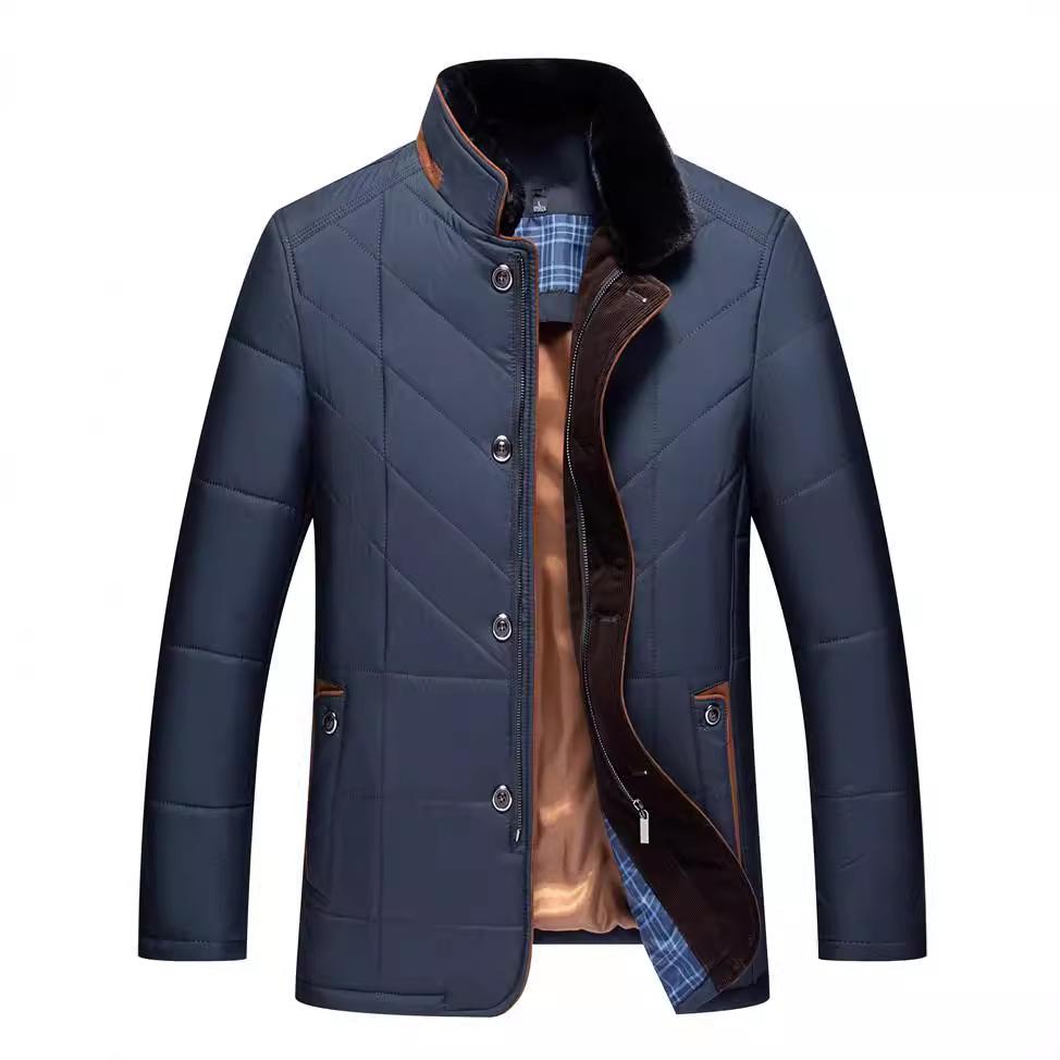 2025 Winter Men's Thickened Cotton Jacket with Stand-up Collar