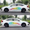 1 Set Rainbow Streamer Graphics Car Auto Body Side Sticker Colourful Smoke Vinyl Sticker Car Self-Adhesive Side Strip Decal, 82.67'' x 16.53''