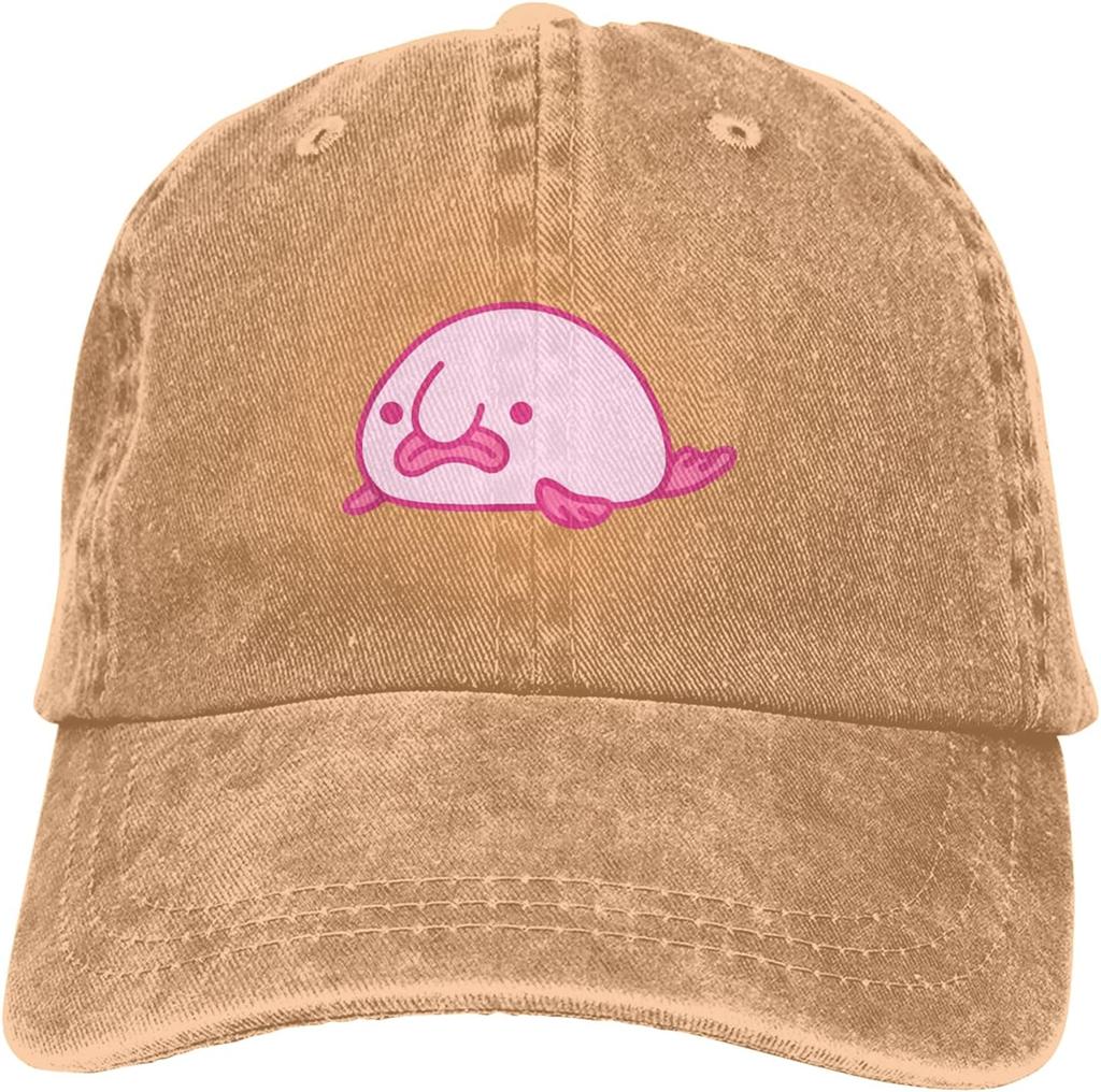 Cute Blobfish Graphic Baseball Cap Unisex Adjustable Casual Sun Protection Denim Style Hat