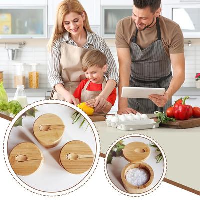 Seasoning Container Storage JarSalt Box Condiment Sesame Bottle BBQ Cooking Herbs Organizer Kitchen Wooden Tool