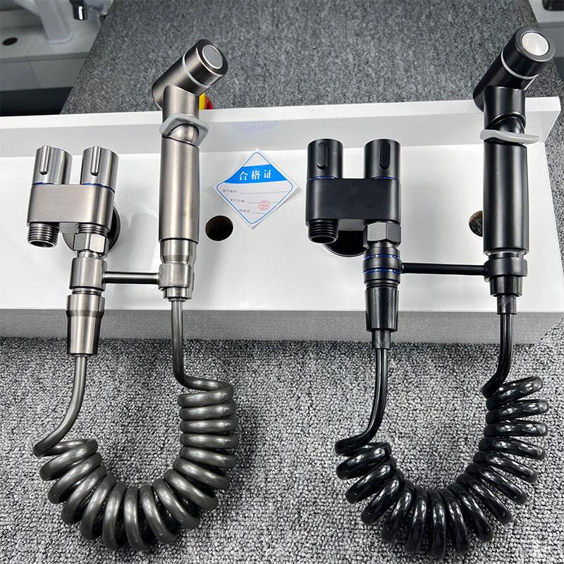 Stainless Steel Handheld Toilet Sprayer Bidet Faucet Shower Head Hygienic Shower Toilet Faucets Double Outlet Bidet