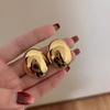 Stainless Steel Fashion Metal Smooth Big Oval Stud Earrings for Women Exaggerated Thick Ball Geometric Drop Earring Jewelry Gift