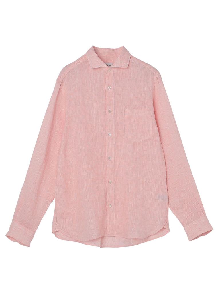 SHIPS Colors Men's Machine Washable Linen Semi-Wide Collar Shirt, Orange, Size 211130382