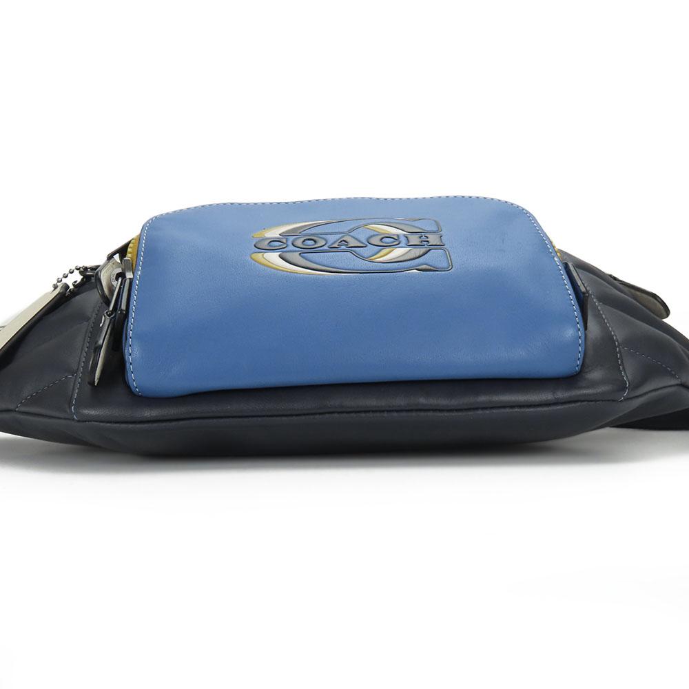 Gebrauchte COACH Umhängetasche CE552 Steppung und Coach-Stempel Leder Marineblau System mehrfarbig lässig