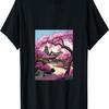 House In Cherry Blossom Tree Garden Dot Painting T-Shirt