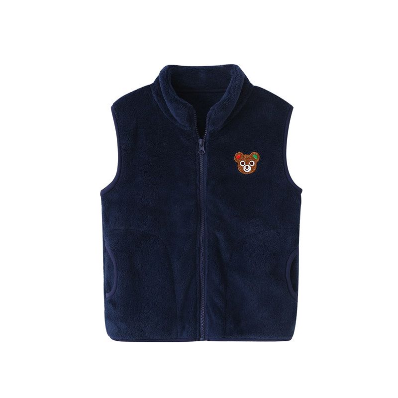 Children's Velvet Vest New Thick Waistcoat Outerwear Boys and Girls Flannel Vest Home Wear Zipper Coat