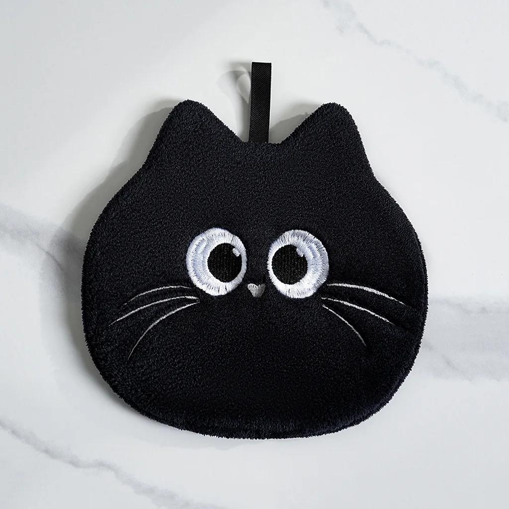 

1/2pcs Cute Cat Bathroom Towel Super Absorbent Coral Fleece Material Can Be Hung for Decorating Bathroom Fingertips Towel