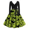 Kvinners uformelle mote Halloween trykt V-hals vintage kjole