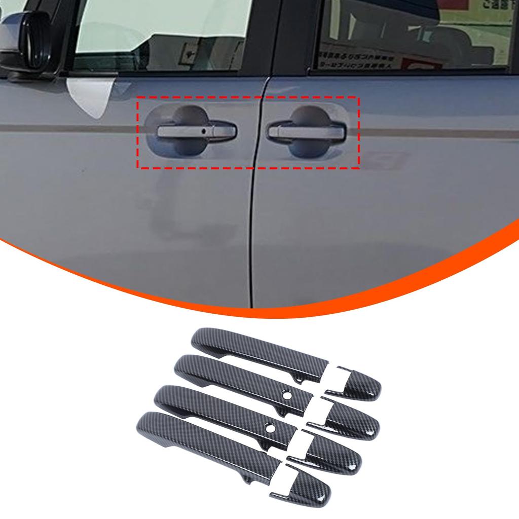 METYOUCAR Carbon Fiber Door Handle Cover Set for Honda Outer Door Knob Handle ABS Exterior Easy Custom Car Supplies 8-Piece N-BOX JF5/JF6, Chrome-Tone