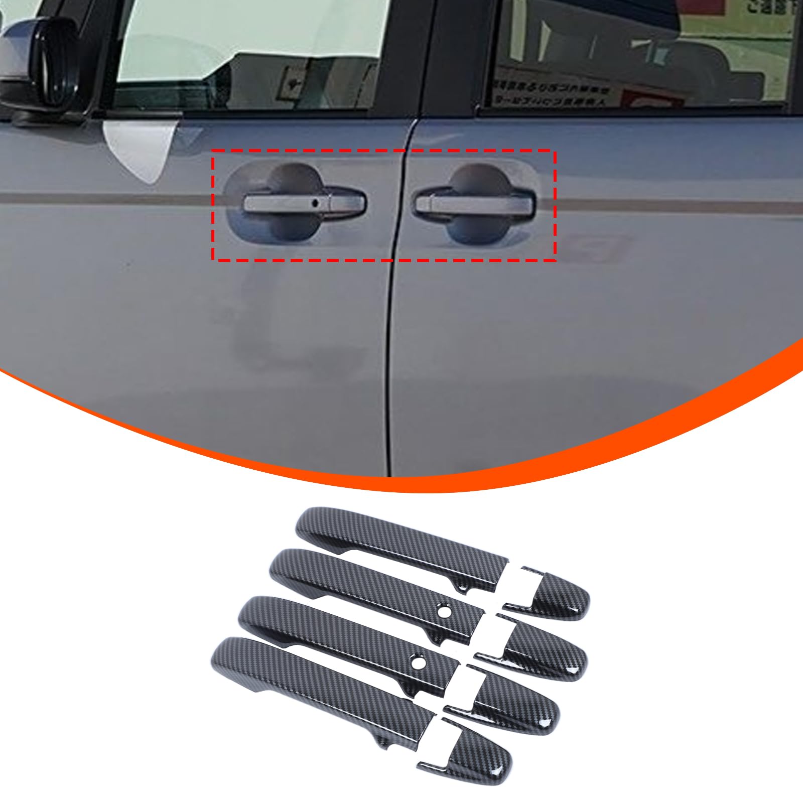 

METYOUCAR Carbon Fiber Door Handle Cover Set for Honda Outer Door Knob Handle ABS Exterior Easy Custom Car Supplies 8-Piece N-BOX JF5/JF6, Chrome-Tone